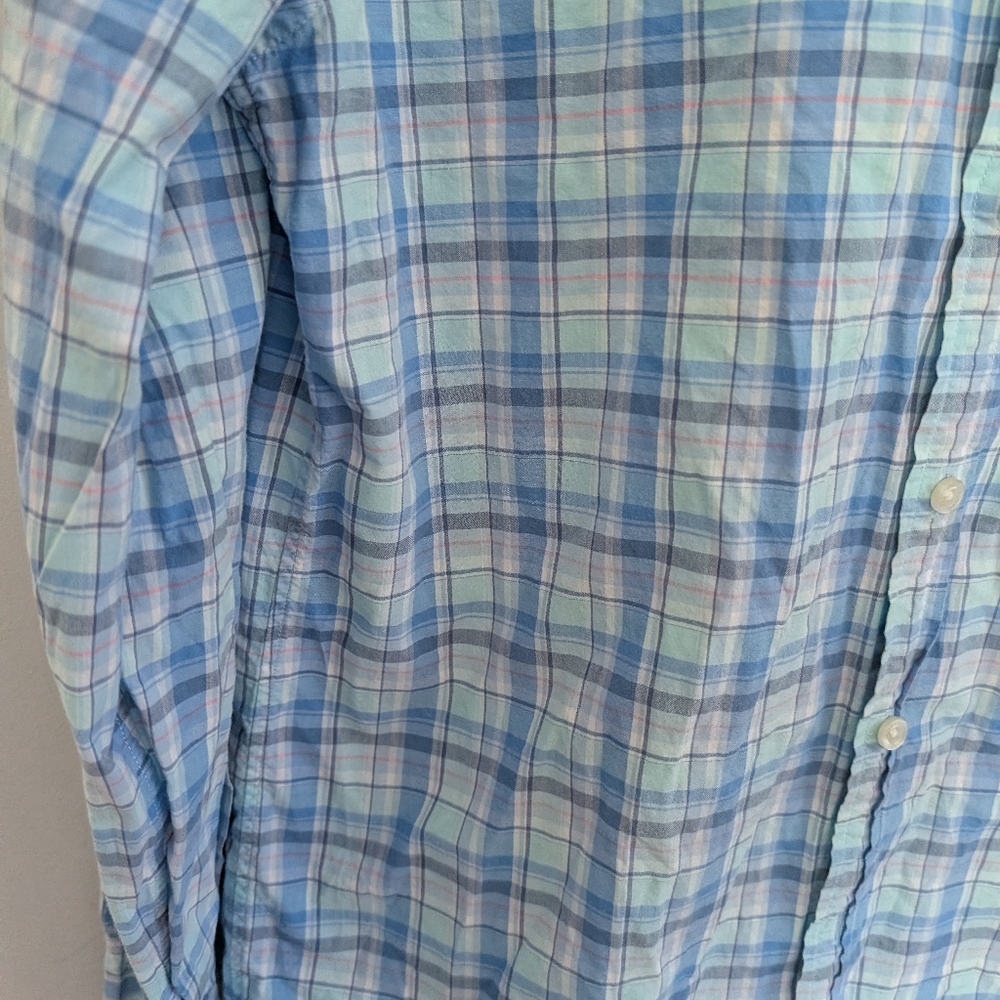Men's Vineyard Vines Murray Slim Fit Cotton Plaid Pink Blue Medium - Picture 3 of 4